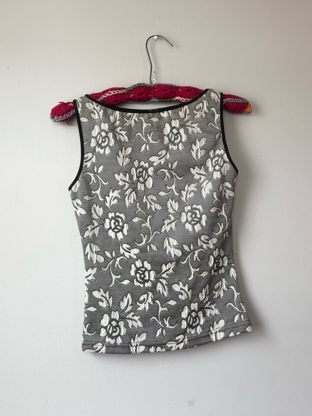 90s bebe Floral High Neck Tank Top